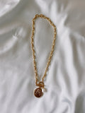 Coin and Freshwater Pearl Toggle Necklace